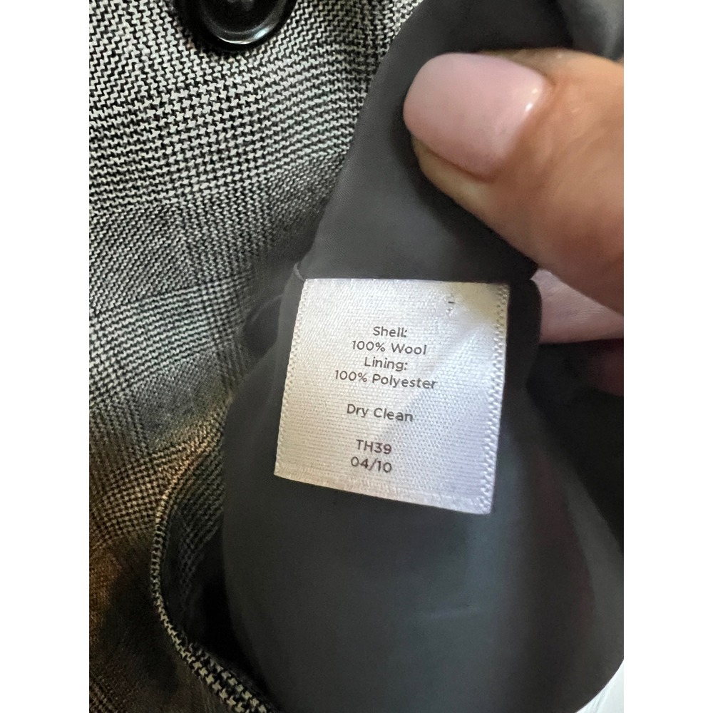 Talbots Womens Grey Glen Plaid 100% Wool 3-Button Classic Blazer Jacket Size 14 - Picture 5 of 5